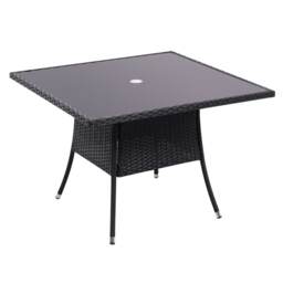 Living and Home Garden Wicker Tempered Glass Table with Parasol Hole