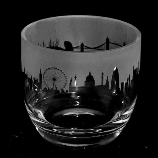 Animo Glass Candle Holder Engraved Pot London