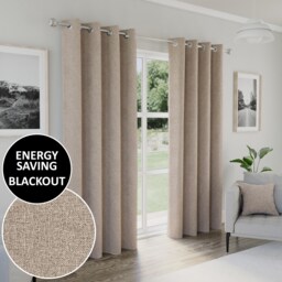 Enhanced Living Austin Blackout, Thermal Natural Curtains with Eyelet Header (PAIR) - 66x90 inch (168x229cm)