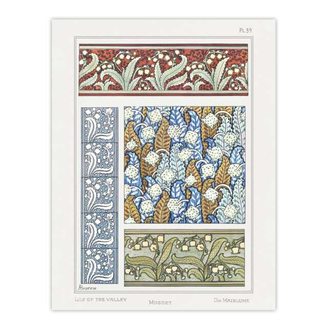 "Lily of the Valley Vintage Floral Wall Art Print Verneuil 12x16"""