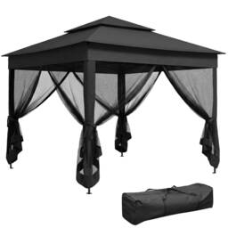 Outsunny Garden Folding Tent Heavy Duty Pop Up Gazebo for Party Black Black Black 350cm x 350cm x 230cm