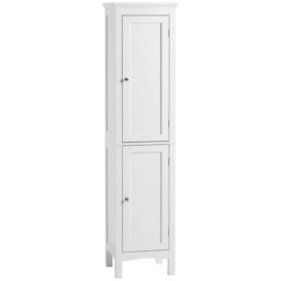 kleankin Tall Bathroom Cabinet with Adjustable Shelves, Double Door, White