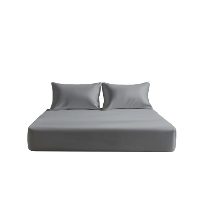 Microfibre Soft Touch Fitted Sheet 40cm Extra Deep Skirt Plain Dyed Bed Linen Silver Silver Single