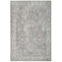 KUKOON Greige Distressed Floral Medallion Non Slip Washable Low Pile Rug 120cm x 170cm Grey