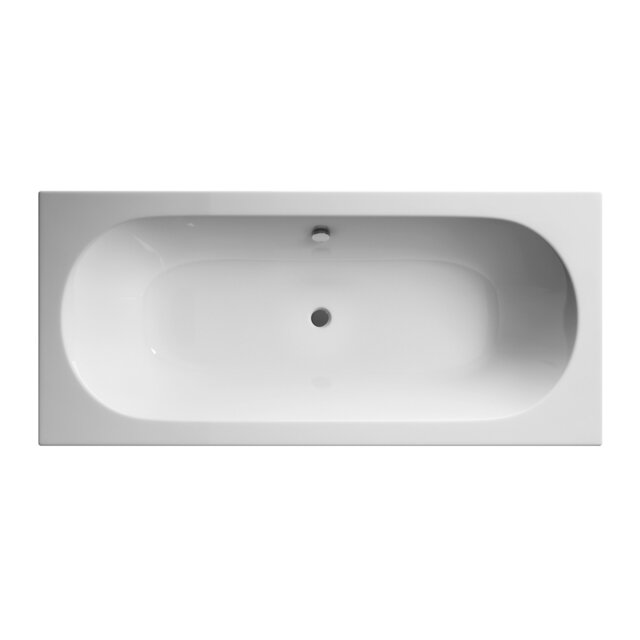 Balterley Modern Double Ended Straight Shower Bath with Leg Set (Tap, Waste and Panel Not Included) White White 1