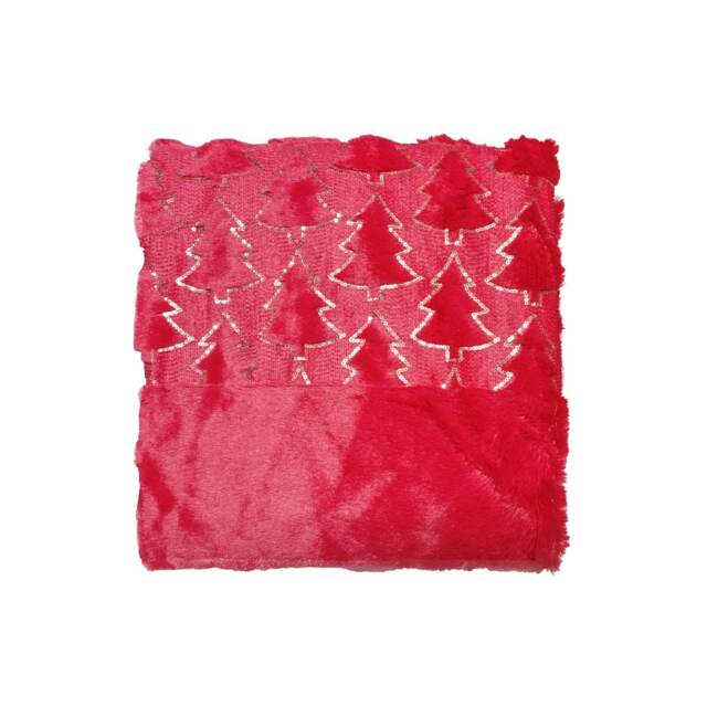 Christmas Tree Print Throw Blanket Cozy Festive Holiday Decor Gift Red