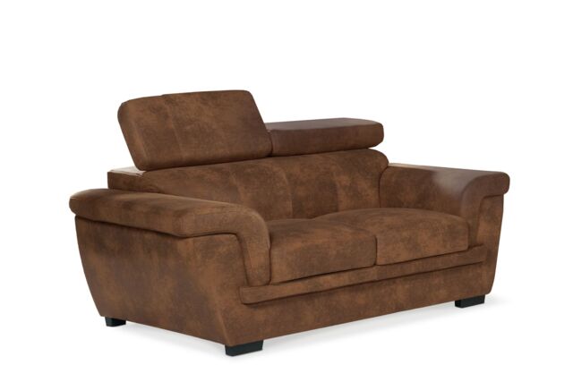 Faux Leather Suede Brown 2 Seater Sofa PORTLAND