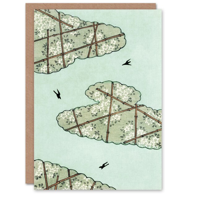 Shin Bijutsukai Japanese Art Card Abstract Floral Sky Illustration