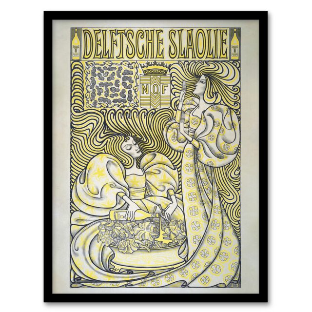 "Delft Salad Oil Advert Vintage Framed Wall Art Print Jan Toorop 12x16"""