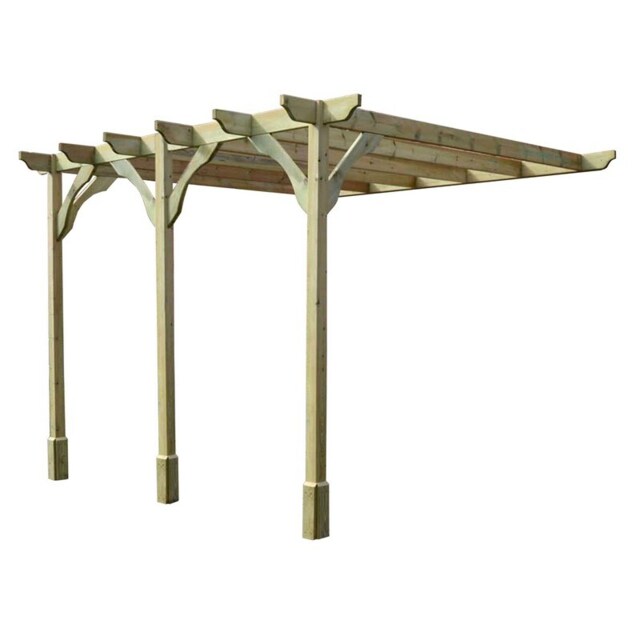 Wall Mounted Premium Pergola 3 Posts - Wood - L480 x W660 x H270 cm - Light Green