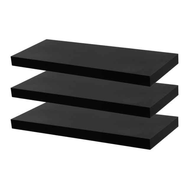 Harbour Housewares 60cm Floating Wall Shelf - Photo Gallery Bookshelf Wall Shelves for Storage & Display Black Black 3