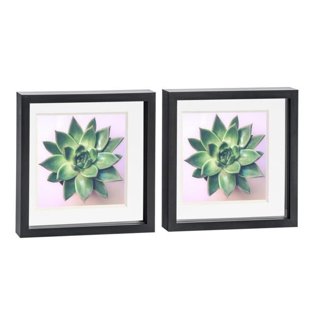 "Nicola Spring 10 x 10"" Photo Frames - Black/White Mount - 3D Picture Frame Box Portrait Display Case (53 x 53cm) Set of 2"