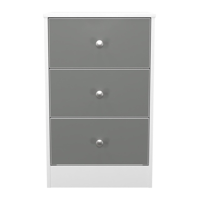 Truro 3 Drawer Bedside Cabinet in Uniform Grey & White Matt (Ready Assembled) Grey Uniform Grey & White Matt
