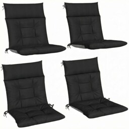 Outsunny Garden Chair Cushions Set of 4, Waterproof Seat Pads, Black Black Black 111.5L x 53W x 10D cm