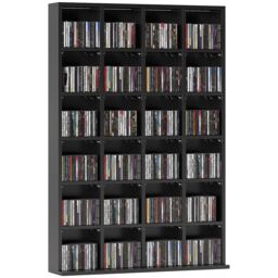 HOMCOM 456 CD 336 DVD Storage Unit, Media Storage Shelf, Wooden Display Unit with Adjustable Shelves, 89 x 130.5 cm, Black