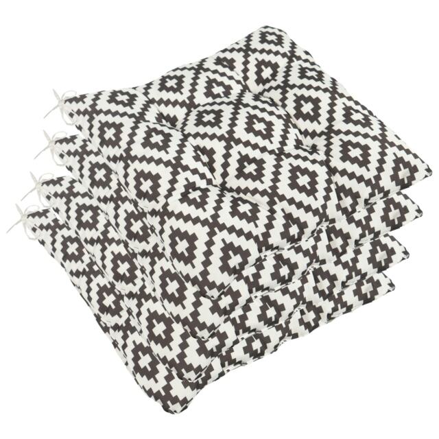 OHS 4 x Water Resistant Outdoor Geo Garden Chair Cushion Seat Pads, 40x40cm - Grey