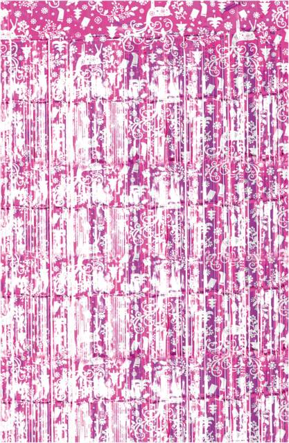 Christmas Reindeer Tinsel Curtain 2.5Mx1M Pink