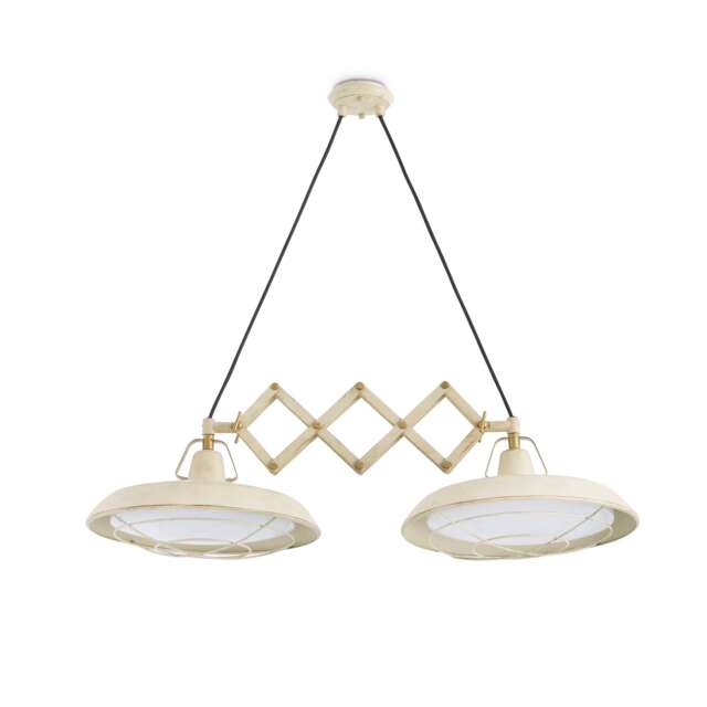 Plec LED 2 Light Double Adjustable Outdoor Dome Ceiling Pendant Light Off-White IP44