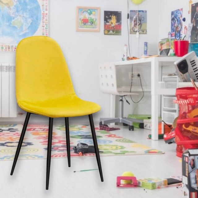 Dining Chair - Metal - L52 x W44 x H86 cm - Yellow/Black Yellow