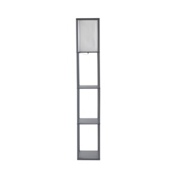 ValueLights Struttura Grey Shelving Floor Lamp Fabric Shade