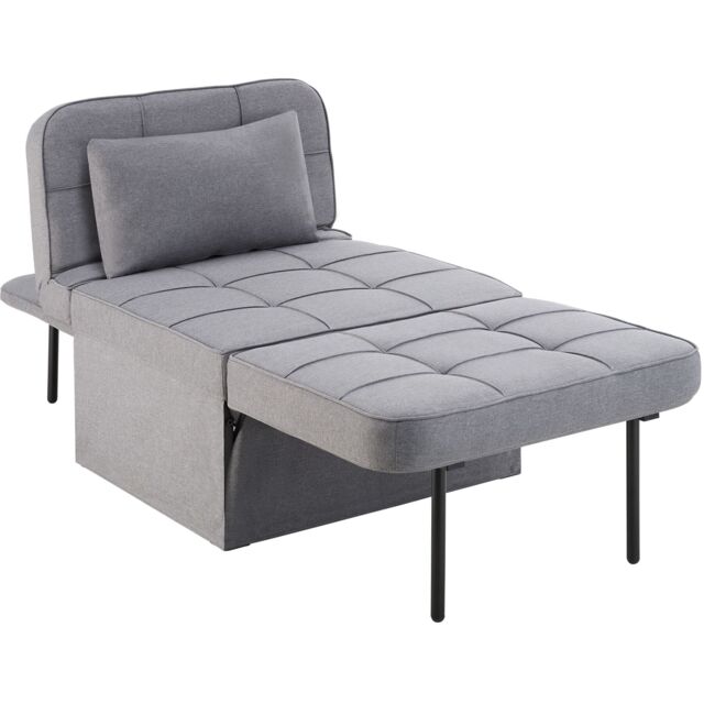 Sofa Bed Ponto - 4 in 1 uses as a stool, chair, lounger or bed, 6-position adjustable backrest Grey grey One Size 1