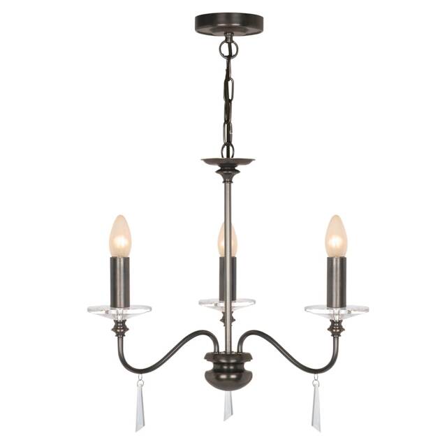 Finsbury Park 3 Light Chandelier, Old Bronze