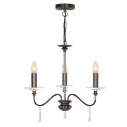 Finsbury Park 3 Light Chandelier, Old Bronze