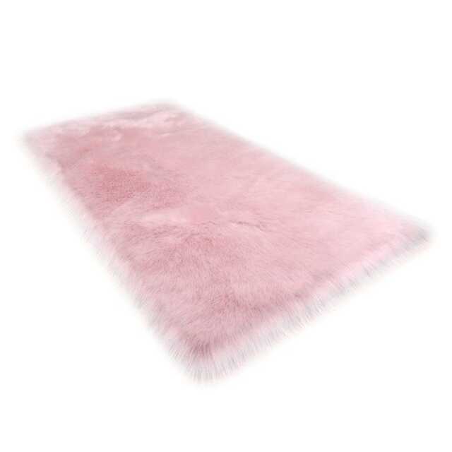 Living and Home Retangular Super Soft Shaggy Area Rug, Pink, 90cm L x 60cm W