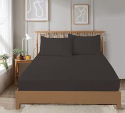 Super Soft Plain Dye Fitted Sheet in Grey - Double Grey Grey Double