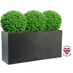 Faux Lead Light Concrete Trough Garden Planter H30 L65 W19 cm, 37 ltrs Cap.