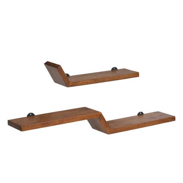 Penny L-Shaped Floating Shelves - Solid Wood Wall Shelves Set of 2