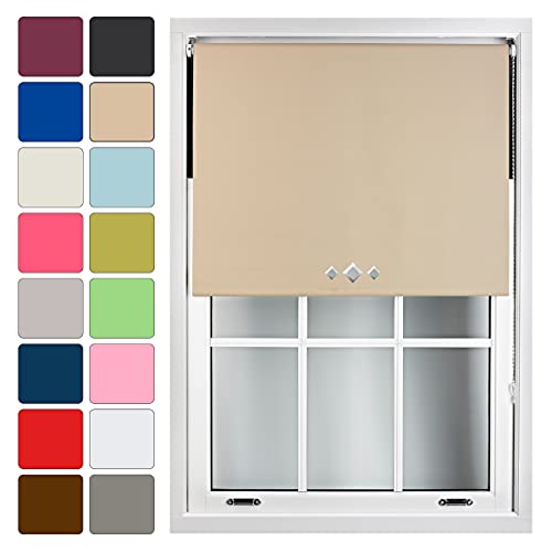 FURNISHED Blackout Roller Blinds with Triple Diamond Eyelets Cut to Size Easy Fit Window Shade - (W)150cm x (L)210cm Brown Cappuccino (W) 150cm x (L) 210cm