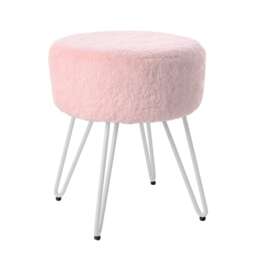 Living and Home Round Fuzzy Vanity Stool - Pink