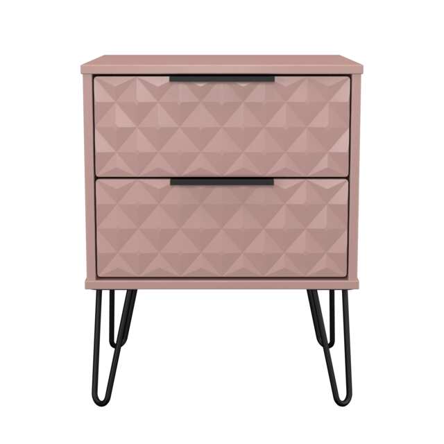 Islay 2 Drawer Compact Bedside Cabinet in Kobe Pink (Ready Assembled) Pink Kobe Pink