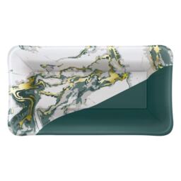 "Pack of 8 Modern Christmas Rectangular Foil 9"" x 5"" Appetizer Plates"