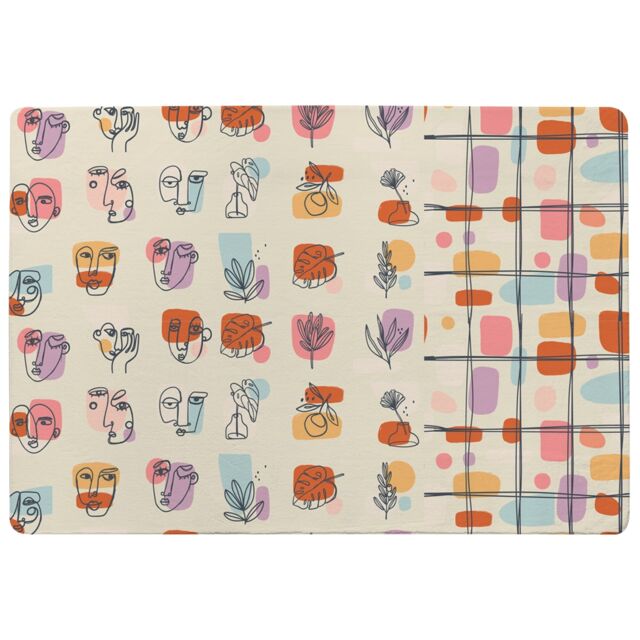 Leaves And Flowers, Abstract Shapes Designer Rug Multi
