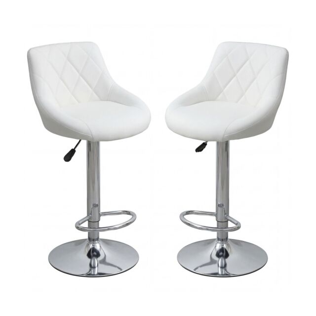 Alivio Set of 2 Modern Chrome Adjustable Swivel Bar Stools with Footrest