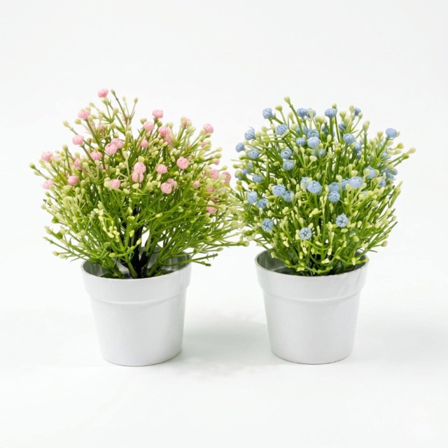 Homescapes Artificial Baby's Breath Potted Plant, Set of 2 Faux Gypsophila