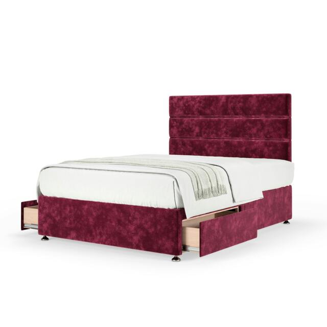 Memory Maestro Memory Foam Aubergine Chenille 2 Drawer Divan Set And Milan Headboard Super King