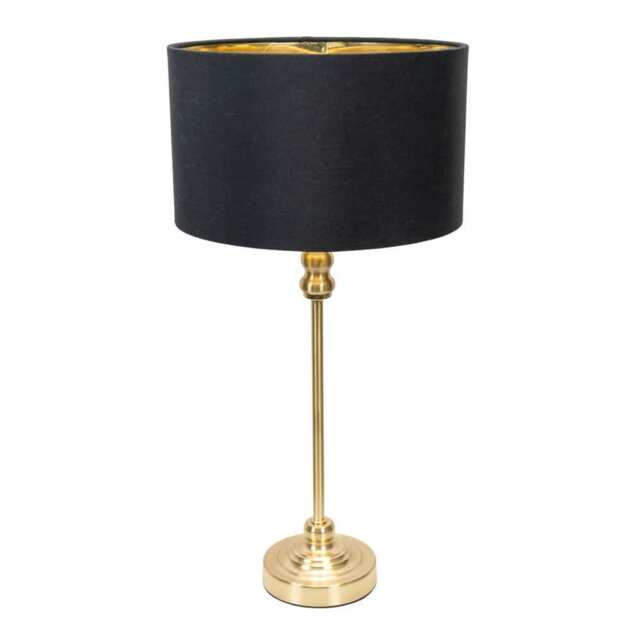 ValueLights Maggie Gold Candlestick Table Lamp Black Gold Shade and Bulb