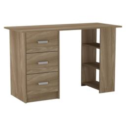 Large Computer Desk Office Makeup Vanity Dressing Table Bedroom Drawers Shelves Clear Oak