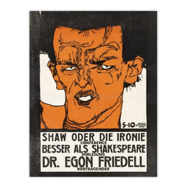 "Shaw or Irony Conference Poster Vintage Wall Art Print Schiele 12x16"""