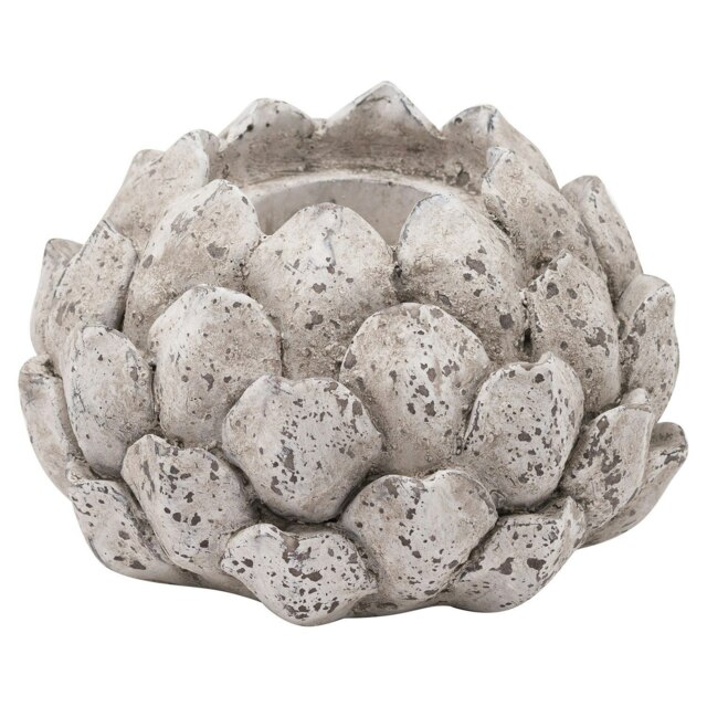 Hill Interiors Stone Effect Acorn Candle Holder - Stone - 10cm x 14cm