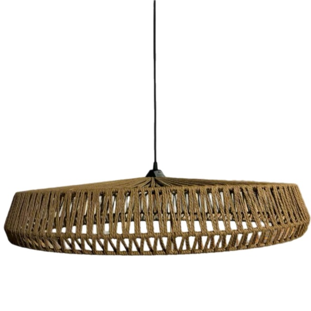 CGC 70 cm Extra-Large Natural String Woven Round Easy-Fit Lampshade Brown Natural 70 cm