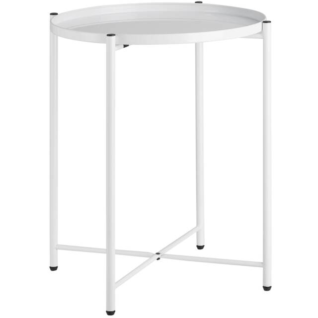 Bedside Table Chester - round with removable steel shelf, 45.5 x 45.5 x 53 cm White white 45,50 x 45,50 x 53 cm 1