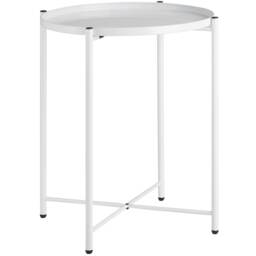 Bedside Table Chester - round with removable steel shelf, 45.5 x 45.5 x 53 cm White white 45,50 x 45,50 x 53 cm 1