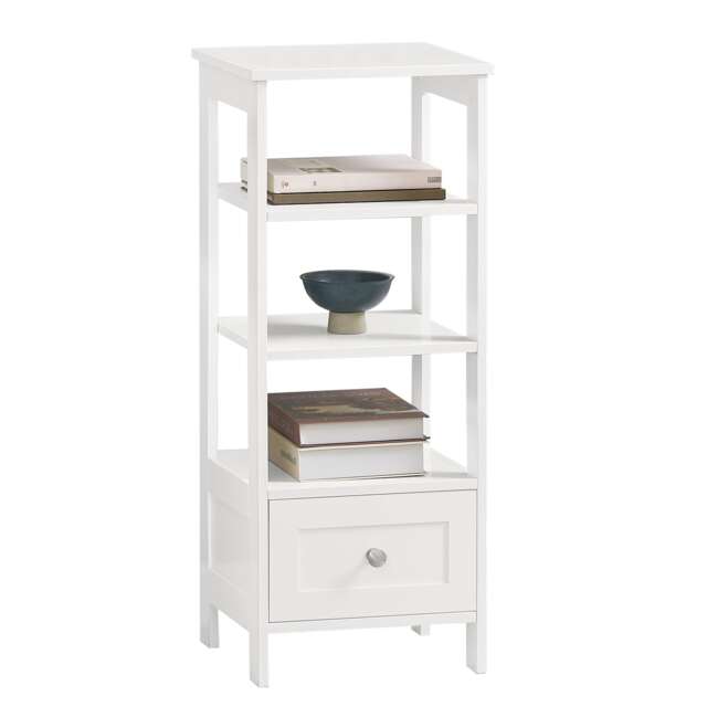 SoBuy Freestanding Bathroom Storage Cabinet with 3 Shelves and 1 Drawer, White, 11.8x11.0x29.1 inches, 6.25 kg - FBT91-W