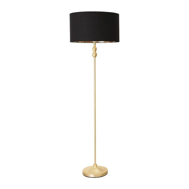 ValueLights Maggie Gold Candlestick Floor Lamp Black Gold Shade and Bulb