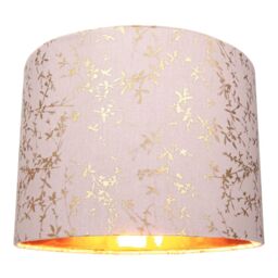 "Modern Soft Pink Cotton Fabric 10"" Lamp Shade with Gold Foil Floral Decoration Pink Pink 1"