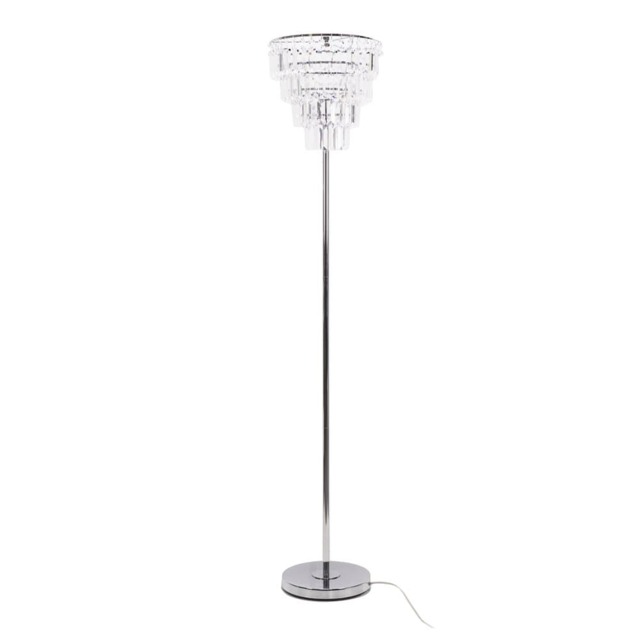 ValueLights Kelsks Chrome Floor Lamp Acrylic Droplet Shade and Bulb